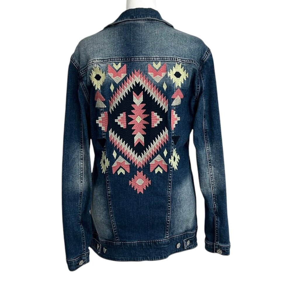 LuLaRoe Jaxon Southwestern‎ Embroidered Denim Jacket (S)